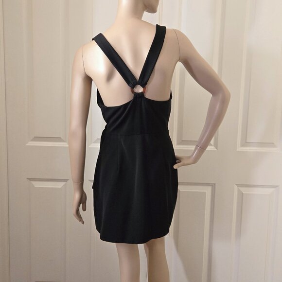 Zara Ring Back Wrap Mini Dress SZ M Black - Picture 5 of 11